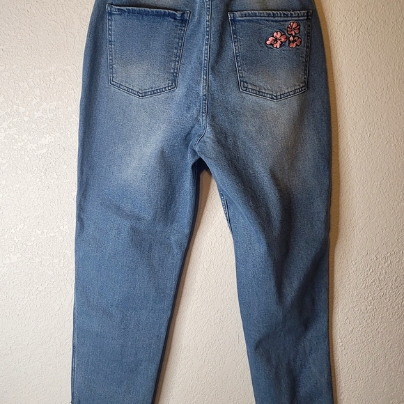 Hot Topic Blue Jeans with Raccoon and Floral Embroidery - Picture 3 of 9